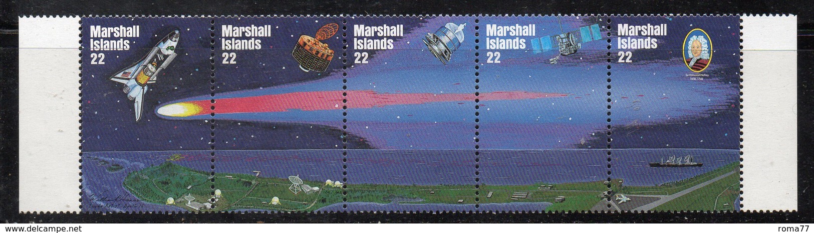 XP4383 - MARSHALL 1985 , Serie Yvert N. 100/104  *** (2380A)  Halley - Islas Marshall