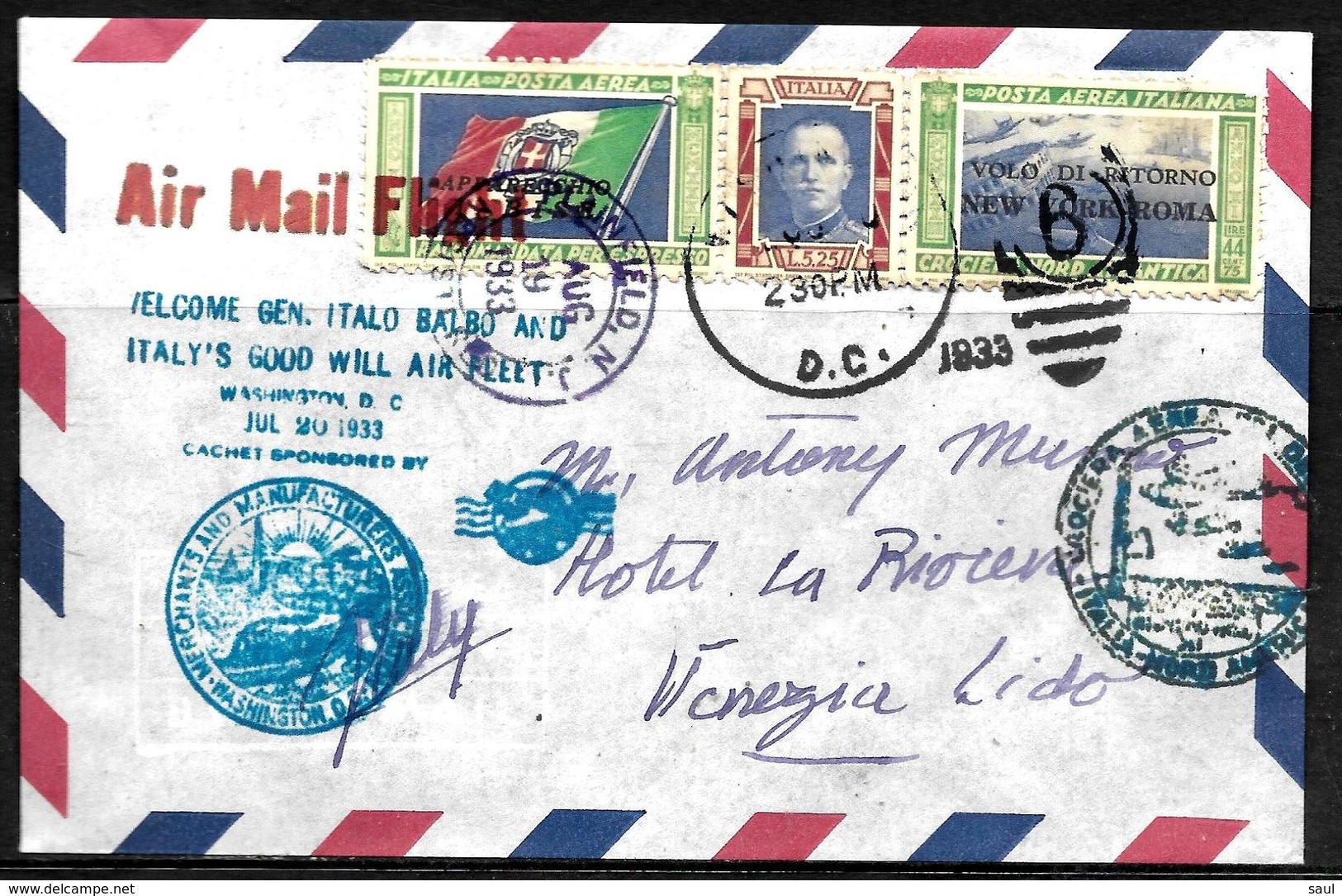 619 - USA - ITALY - 1933 - BALBO CRUISE - COVER - FORGERY, FALSE, FAKE, FAUX, FALSO, FALSCH - Unclassified