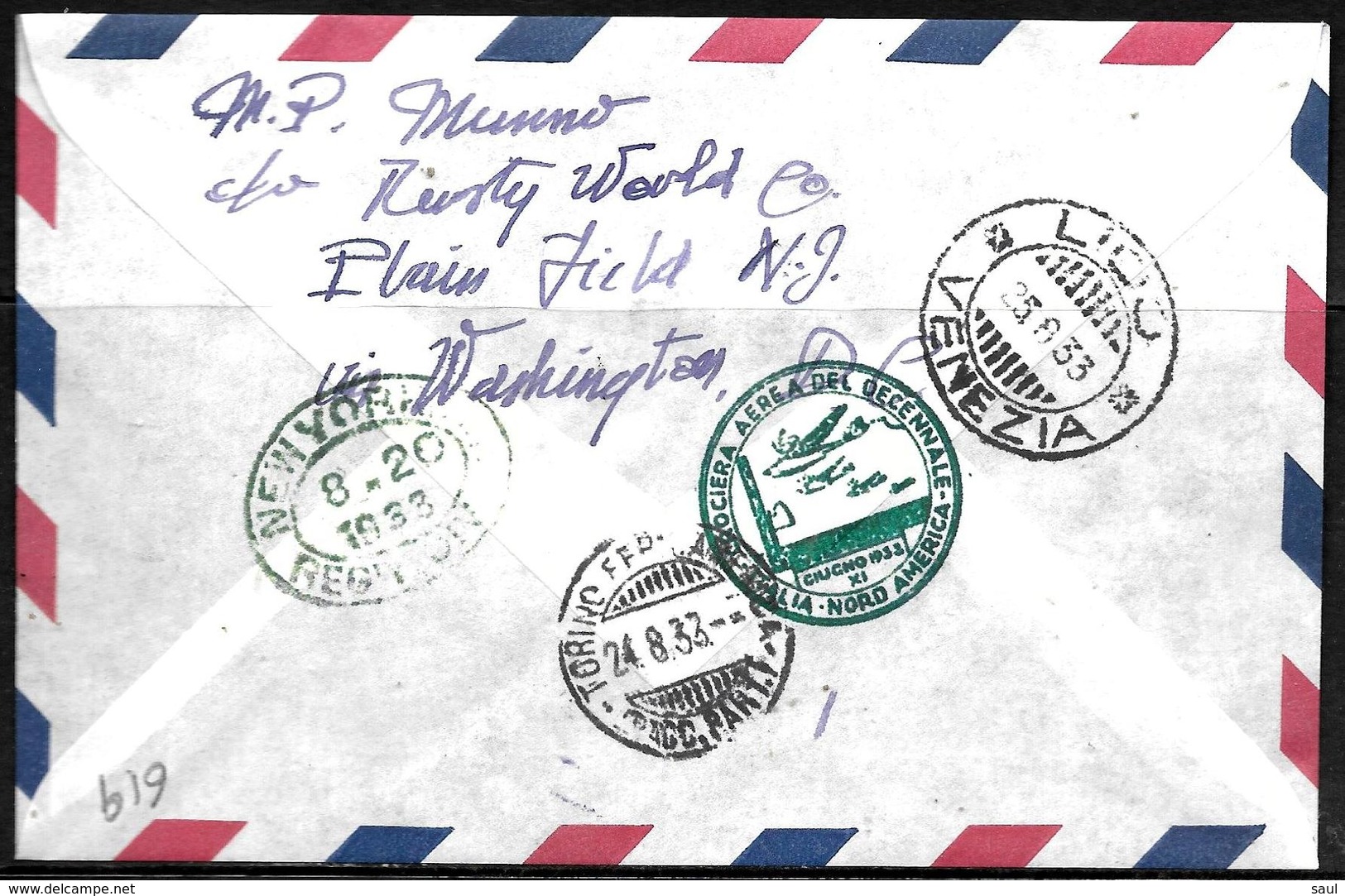 619 - USA - ITALY - 1933 - BALBO CRUISE - COVER - FORGERY, FALSE, FAKE, FAUX, FALSO, FALSCH - Unclassified