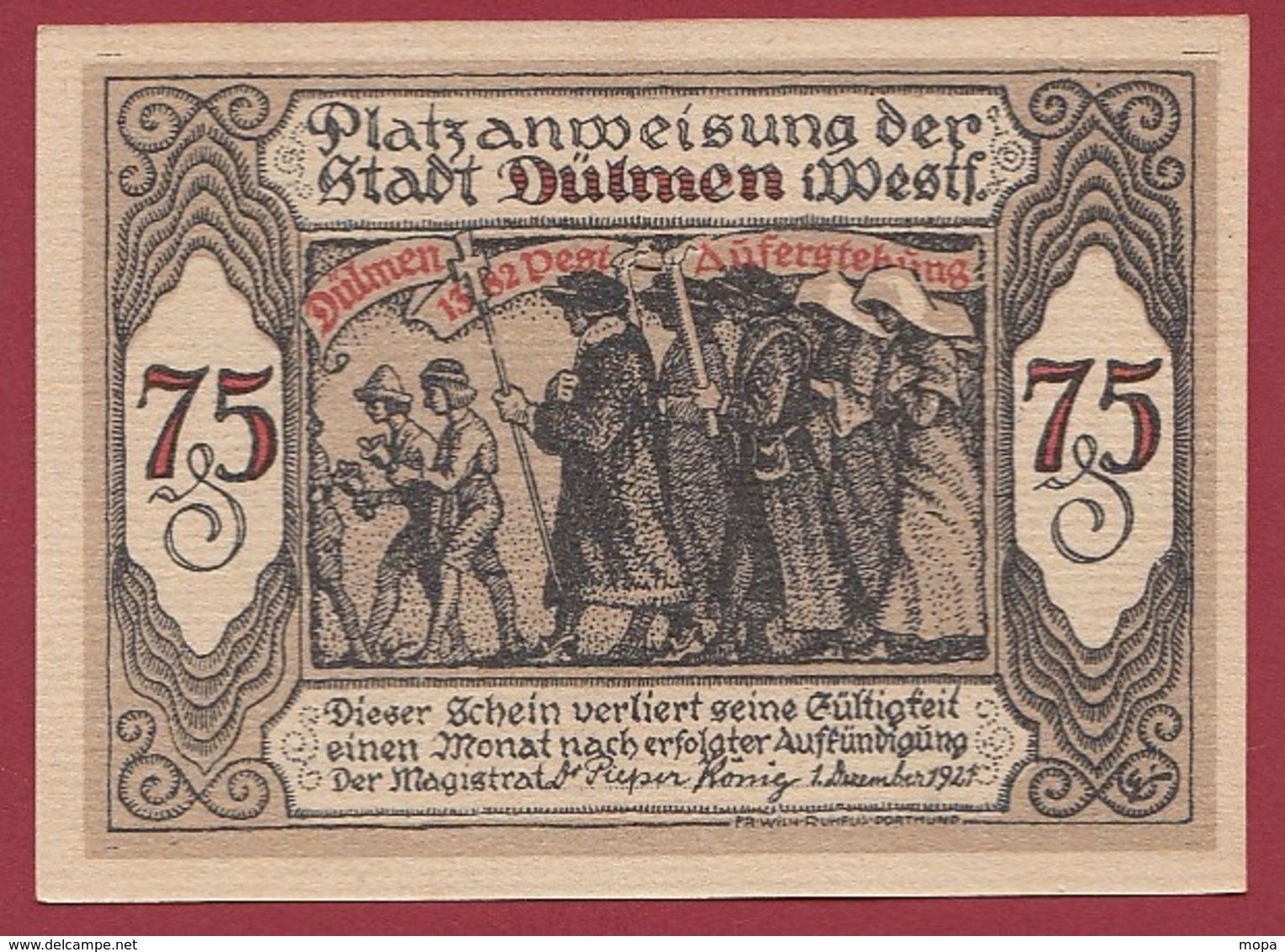 Allemagne 1 Notgeld 75 Pfenning Stadt Dülmen (TRES-RARE)  Dans L 'état N °5268 - Collections