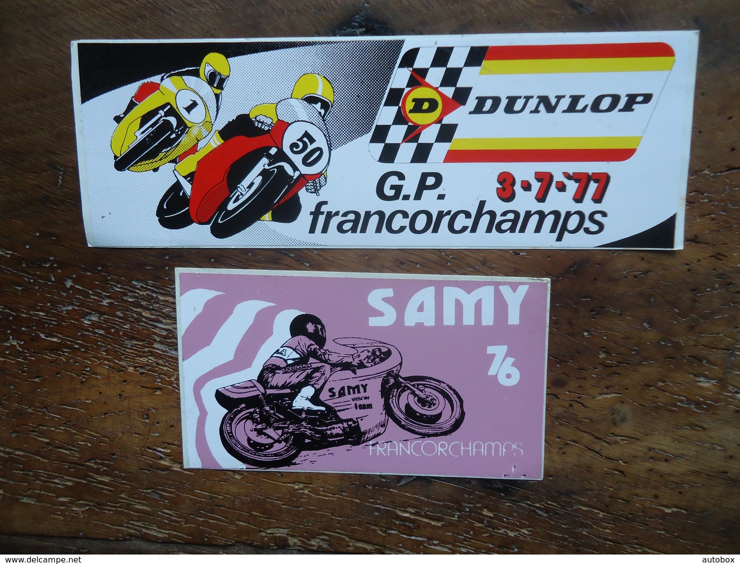 2 X Autocollant / Sticker  FRANCORCHAMPS MOTO ( G.P.)  1976 & 1977 - Stickers