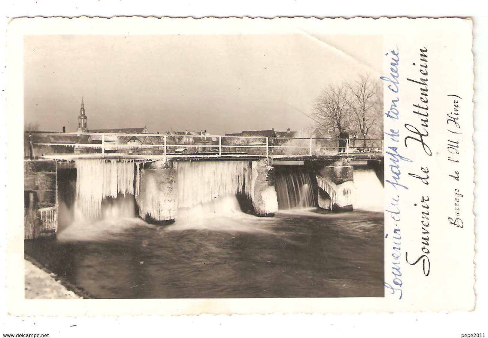 CPA 67 HUTTENHEIM - Souvenir De Huttenheim - Barrage De L'ILL En Hiver - Gelé, Glace - Peu Commune - Autres & Non Classés