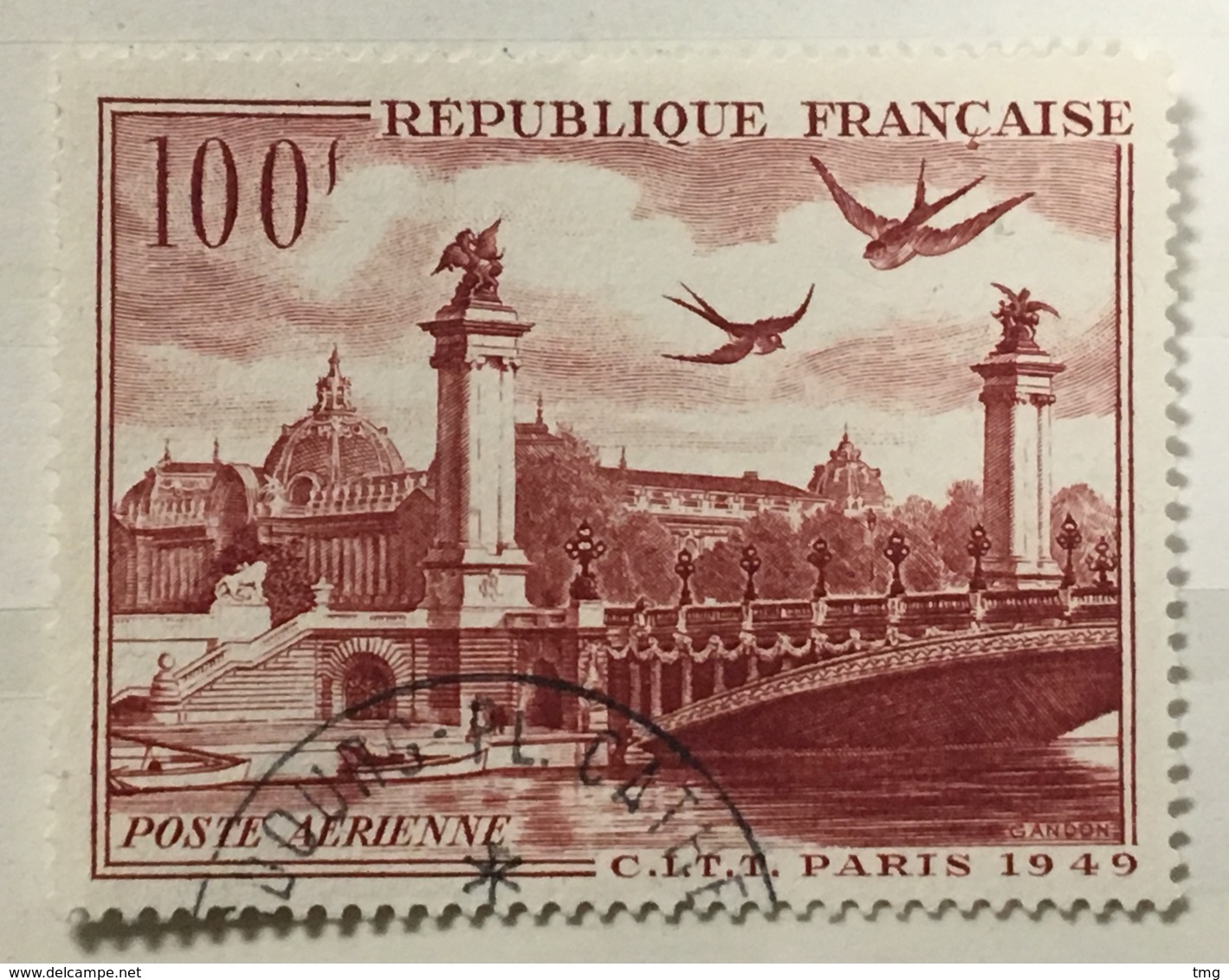 Timbre France Poste Aérienne YT 28 (°) Obl 1949 Grand Palais Et Pont Alexandre III (côte 7,65 Euros) – 184a - 1927-1959 Used