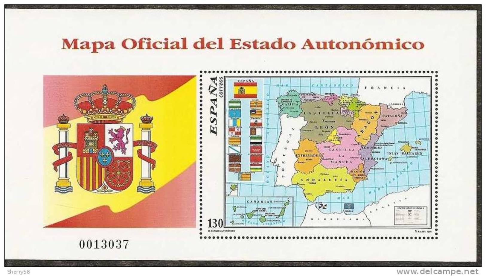 1996-ED. 3460 H.B.- MAPA ESTADO AUTONOMICO -NUEVO- - Blocs & Hojas