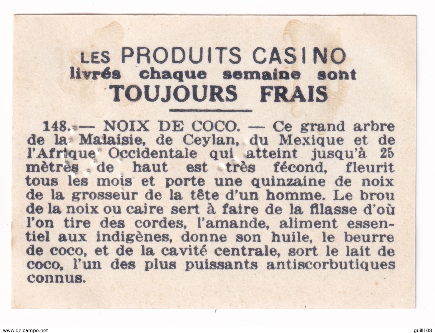 Image Années 1950 Casino Fruit Exotique Noix De Coco Chameau Dromadaire Cocotier Coconut A31-9 - Other & Unclassified