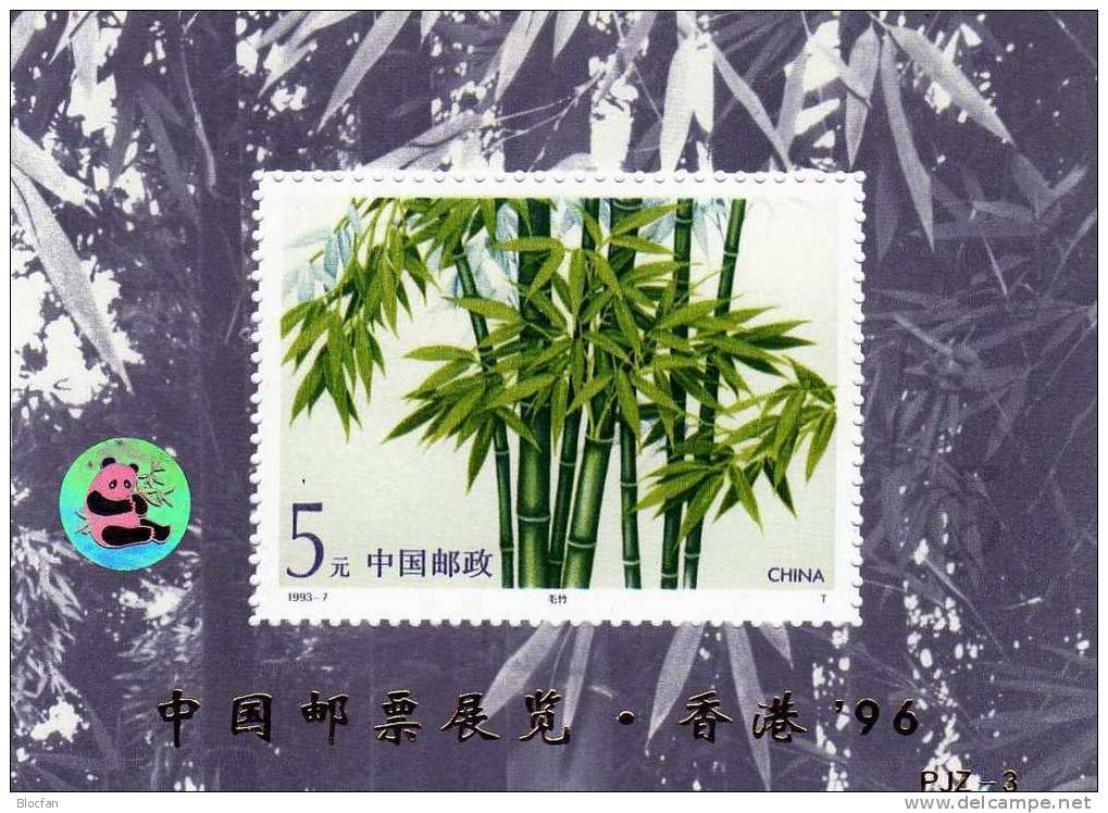 Hong Kong EXPO 1996 Hologramm Pandabär China Block 62I ** 6€ Bambusgewächs Bambus Panda Bloque Hb M/s Sheet Bf CINA - Blocks & Sheetlets