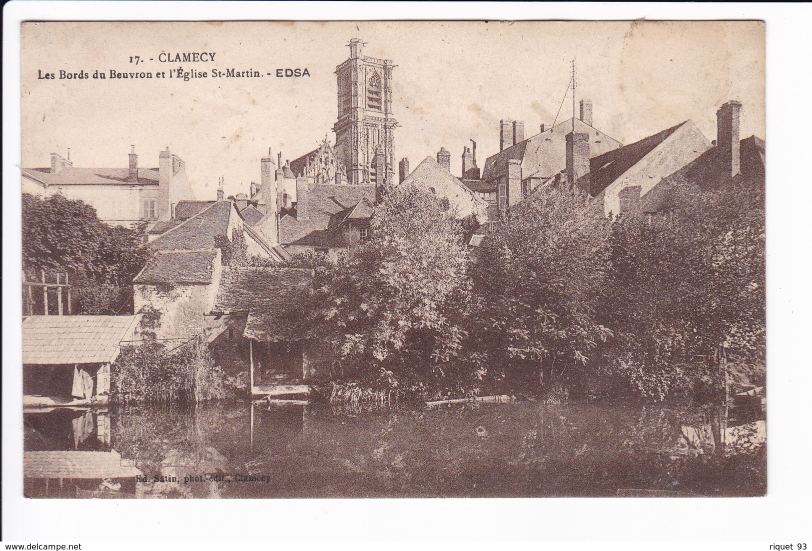 17 CLAMECY - Les Bords Du Beuvron Et L'Eglise St-Martin - EDSA (dos Avec Texte Promotionnel Des éditions EDSA) - Clamecy