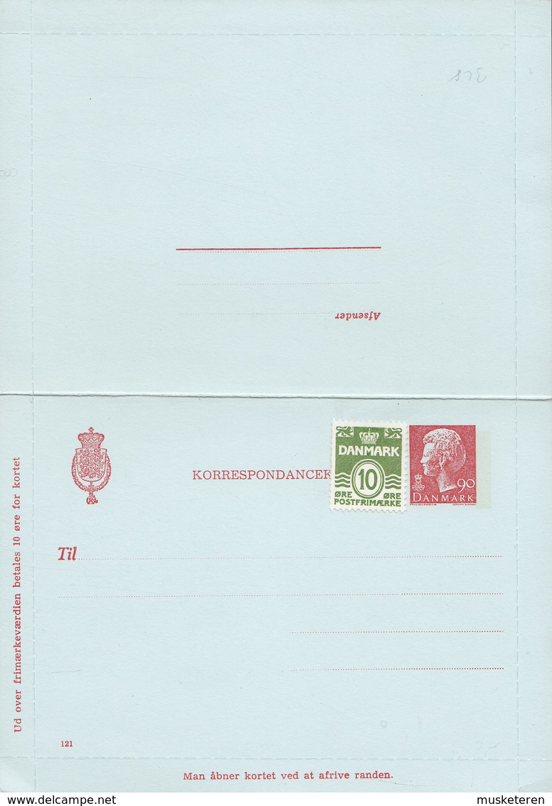 Denmark Uprated Postal Stationery Ganzsache Korrespondancekort (121) 90 Øre Margrethe Unused (2 Scans) - Interi Postali