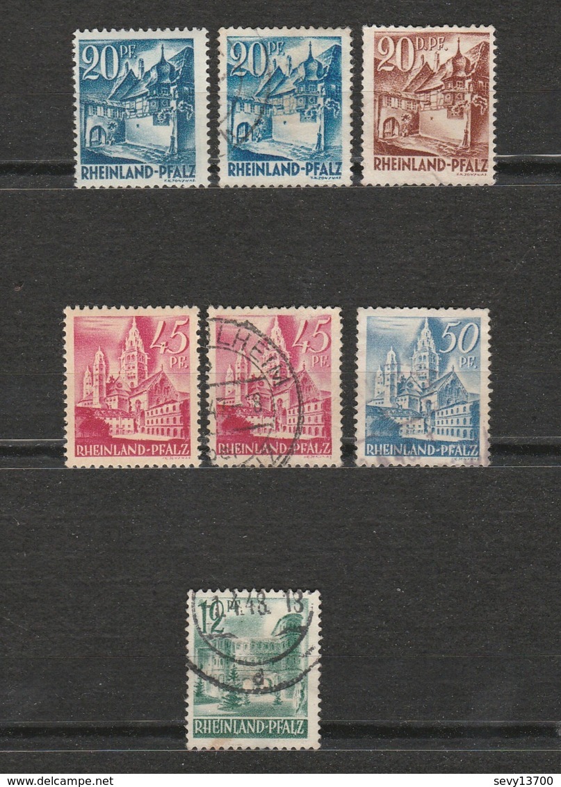 Lot 7 Timbres Rheinland-Pfalz Rhénanie Palatinat - Année 1947 Mi DE-FRP 7 Et 10 Neuf Mi 4 Année 1948 Mi DE-FRP 11 Et 23 - Other & Unclassified