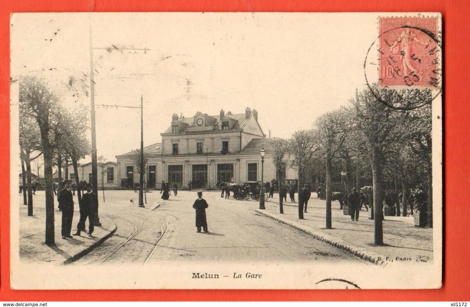 KAG-24 Melun, La Gare. ANIME. Cachet Frontalen 1905, Circulé - Stazioni Senza Treni