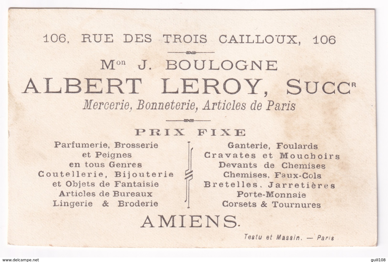 Jolie Chromo Dorée Albert Leroy Amiens Testu Et Massin Pierrot Cocotte En Papier Plié Pliage Martinet Instituteur A31-12 - Other & Unclassified