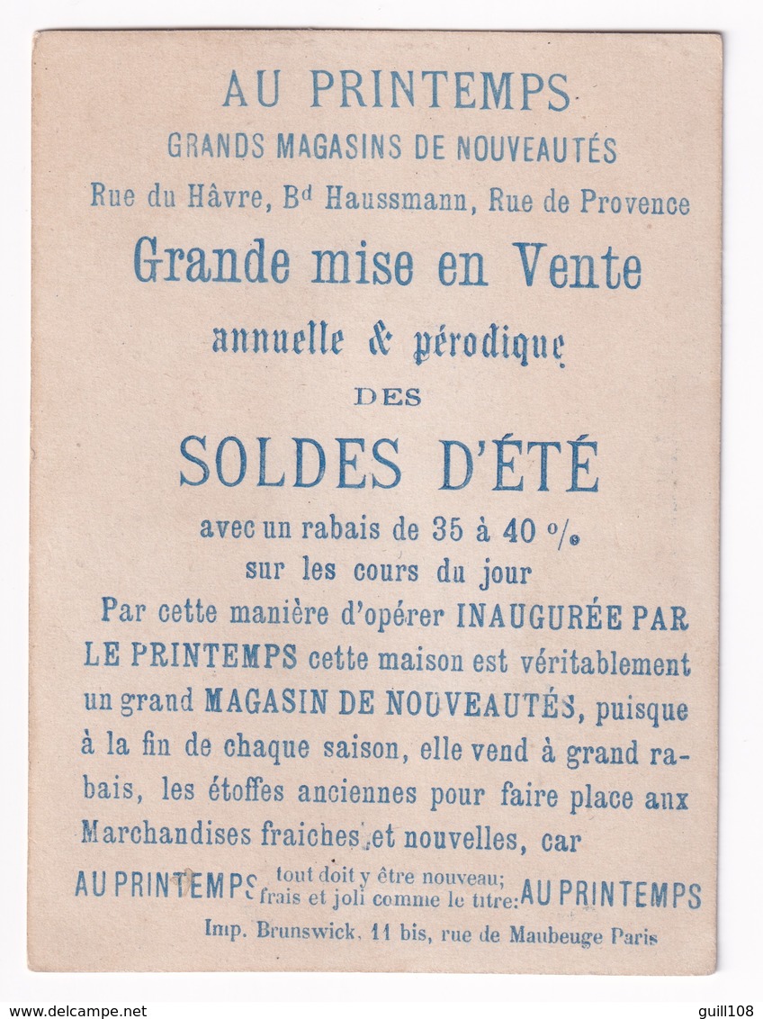 Jolie Chromo Ticket De Chaise Au Printemps Paris Imp. Brunswick Bière Taverne Brasserie Tonneau Beer Brewery A31-13 - Other & Unclassified