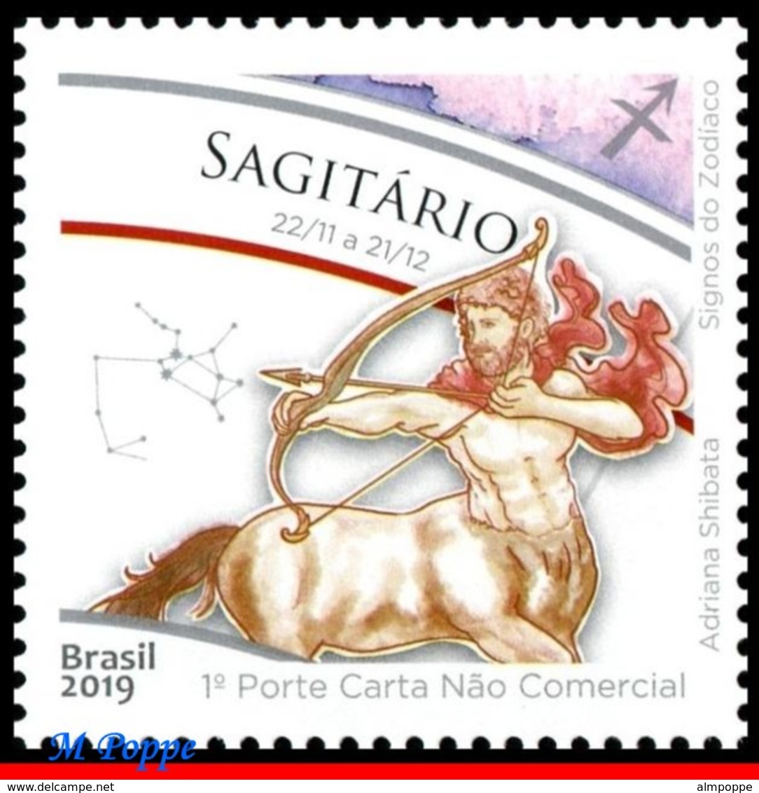 Ref. BR-V2019-28 BRAZIL 2019 - ASTROLOGY, ZODIAC SIGNS, SAGITTARIUS, 9TH ISSUE, CONSTELLATION, MNH,1V - Unused Stamps