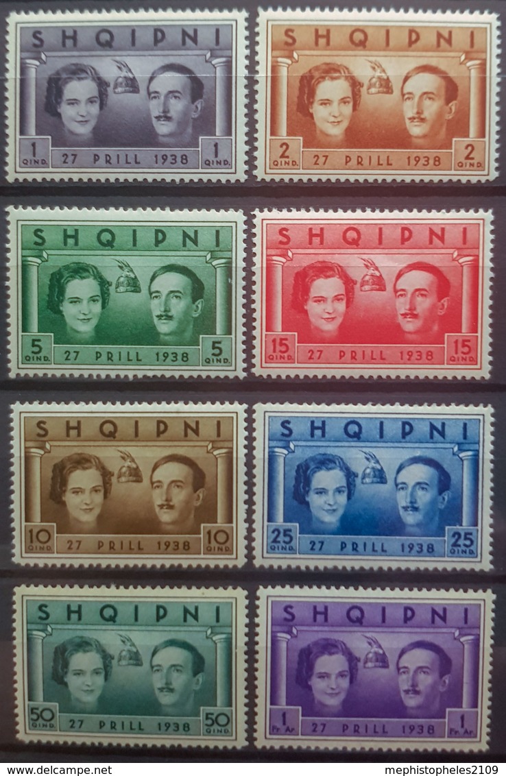 ALBANIA 1938 - Canceled - Sc# 281-288, Mi 264-271 - Zog And Geraldine, 27 Prill 1938 - Complete Set! - Albania