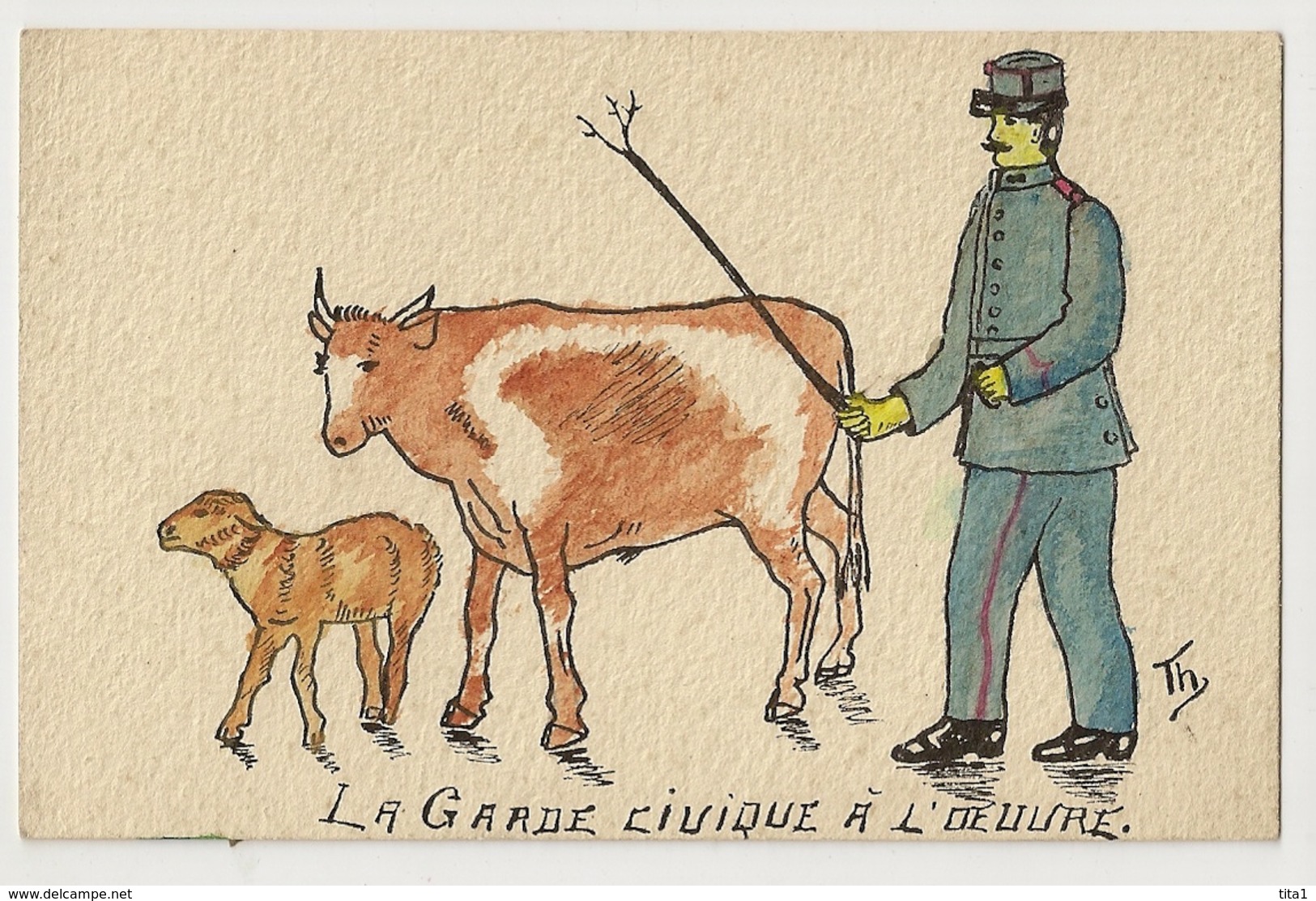 364 - La Garde Civique à L' Oeuvre " Th" " Militaire" - Autres & Non Classés