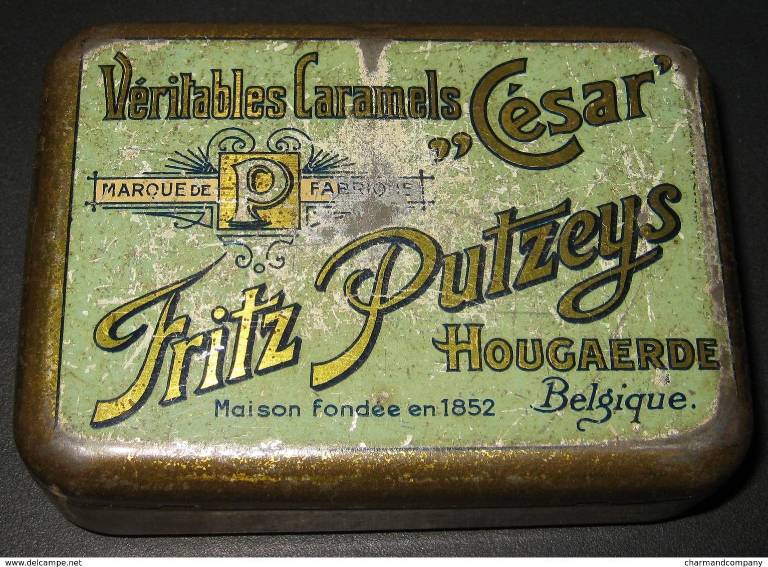 Boîte Publicitaire En Métal - Véritables Caramels César - FRITZ PUTZEYS Hougaerde / Hoegaarden - 3 Scans - Dosen