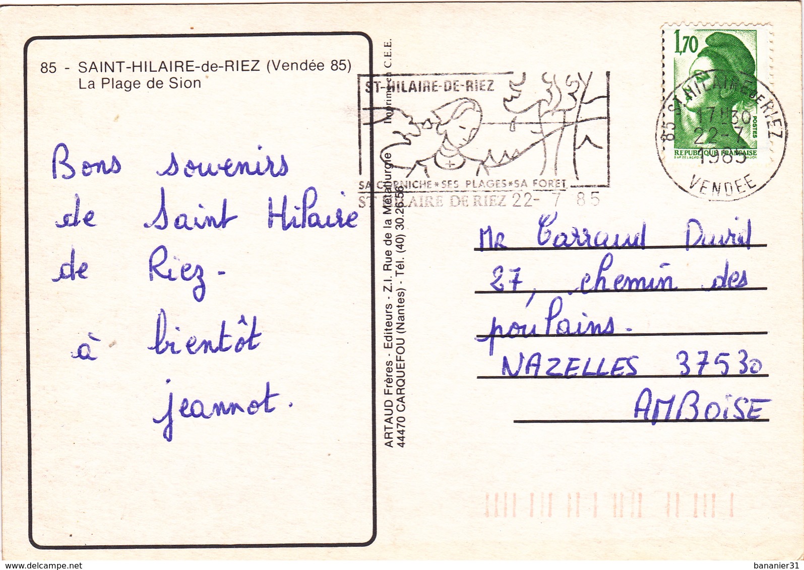 CPM 85 @ SAINT HILAIRE DE RIEZ - La Plage De Sion En 1985 - Saint Hilaire De Riez