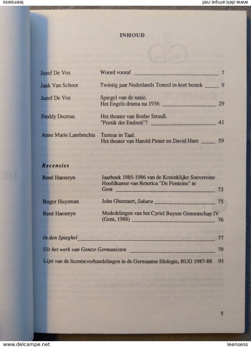 Spieghel Historiael, De Wereld Op De Planken, Bijdragen Over Nederlands, Engels, Duits Toneel Na 1945, (Gent 1989) - Geschiedenis