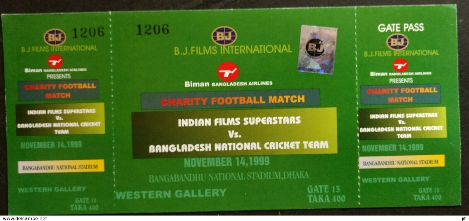 126. BANGLADESH 1999 SET/6 UNUSED TICKETS CHARITY FOOTBALL MATCH - Other & Unclassified