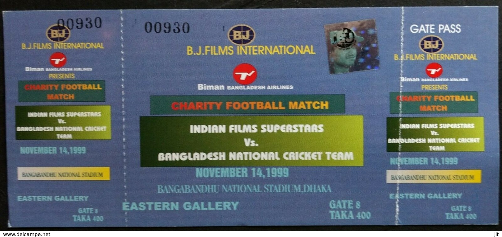 126. BANGLADESH 1999 SET/6 UNUSED TICKETS CHARITY FOOTBALL MATCH - Autres & Non Classés