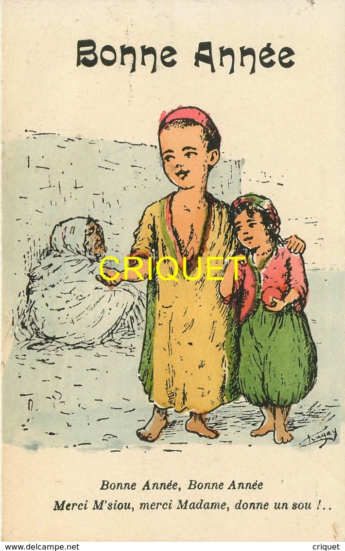 Illustrateur Chagny, Humour " Colonial " , Bonne Année, Mendiants De Rue, Carte Pas Courante - Chagny