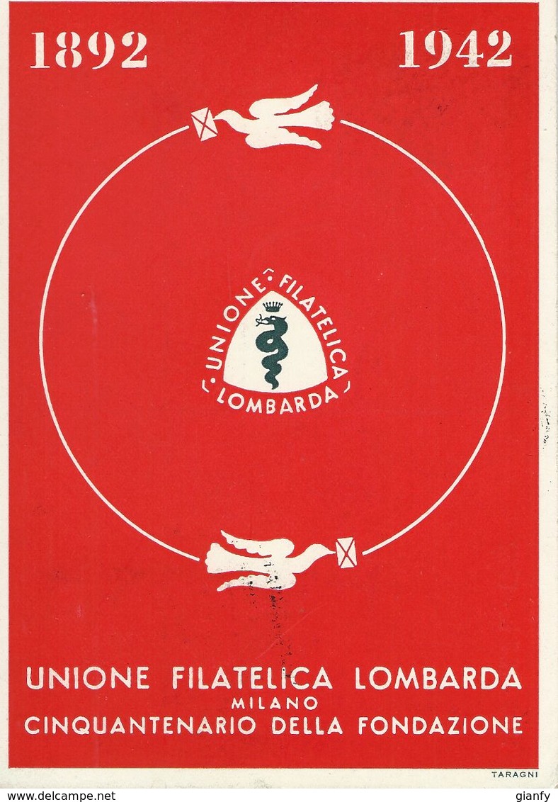 MILANO XVII GIORNATA FILATELICA UNIONE FILATEL LOMBARDA 1942 ERINNOFILO ANN FDC - Beursen Voor Verzamellars