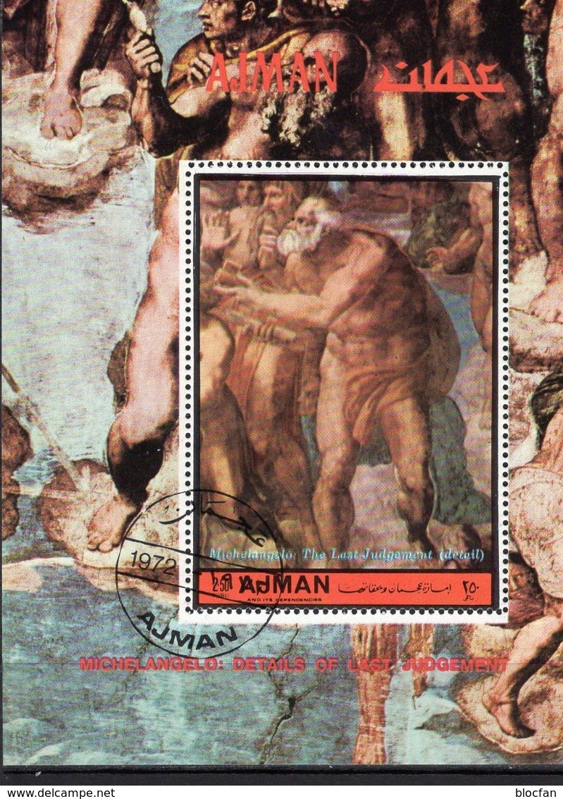 Jüngstes Gericht 1972 Adschman Block 483 O 4€ Kunst Hl.Petrus Maler Michelangelo Ss Painting M/s Bloc Sheet Bf Art - Paintings