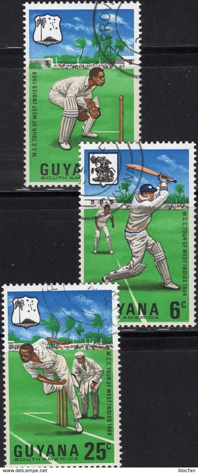Cricketspiel 1968 GUYANA 298/0+ZD O 4€ Kricketclub Spielszenen Wap S/s Sport Cricket Se-tenant Tour Bf Southamerica - Guyana (1966-...)