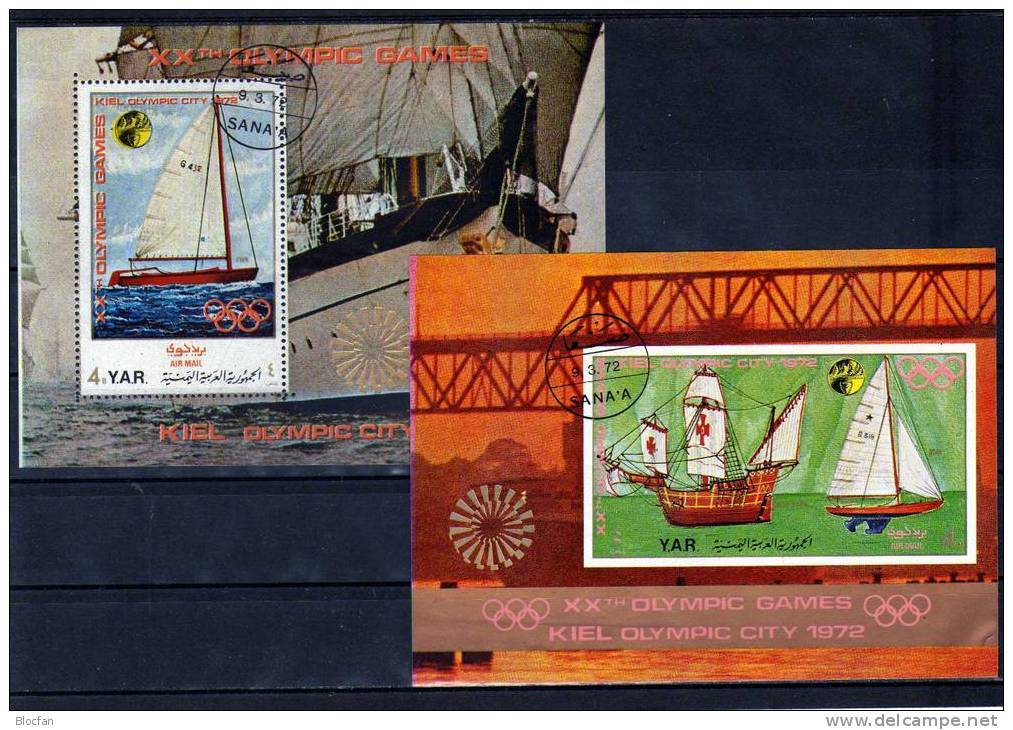 Olympiastadt Kiel 1972 Segeln Yemen Blocks 170+171 O 15€ Olympia Bloque Hoja Ss Olympic Blocs Painting Sheet Bf YAR - Other (Sea)