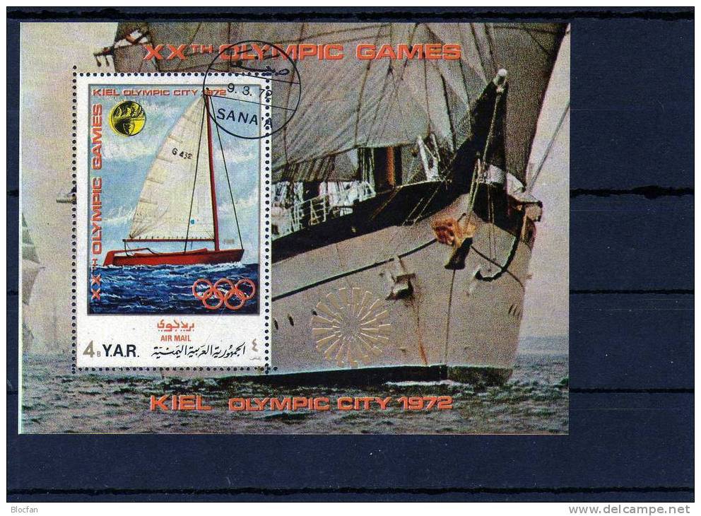 Olympiastadt Kiel 1972 Segeln Yemen Blocks 170+171 O 15€ Olympia Bloque Hoja Ss Olympic Blocs Painting Sheet Bf YAR - Other (Sea)