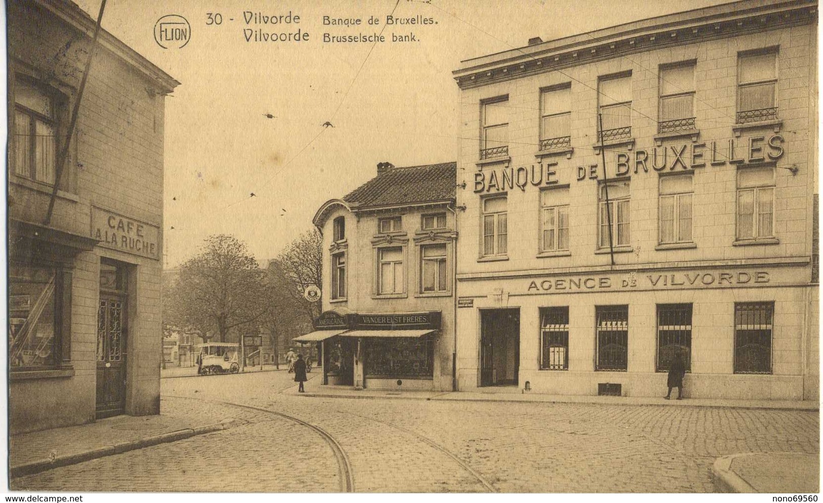 CPA BELGIQUE VILVORDE VILVOORDE Banque De Bruxelles Cafe De La Ruche Rare 1929 - Vilvoorde
