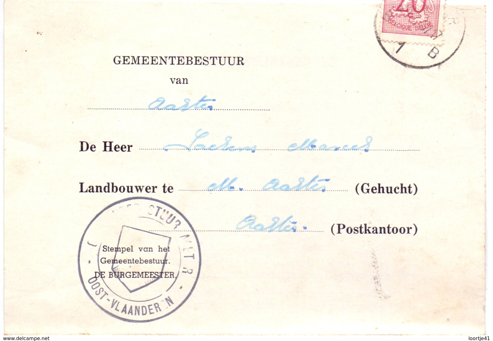 Brief Gemeente Aalter - Bestrijding Runderhorzel - 1957 - Zonder Classificatie