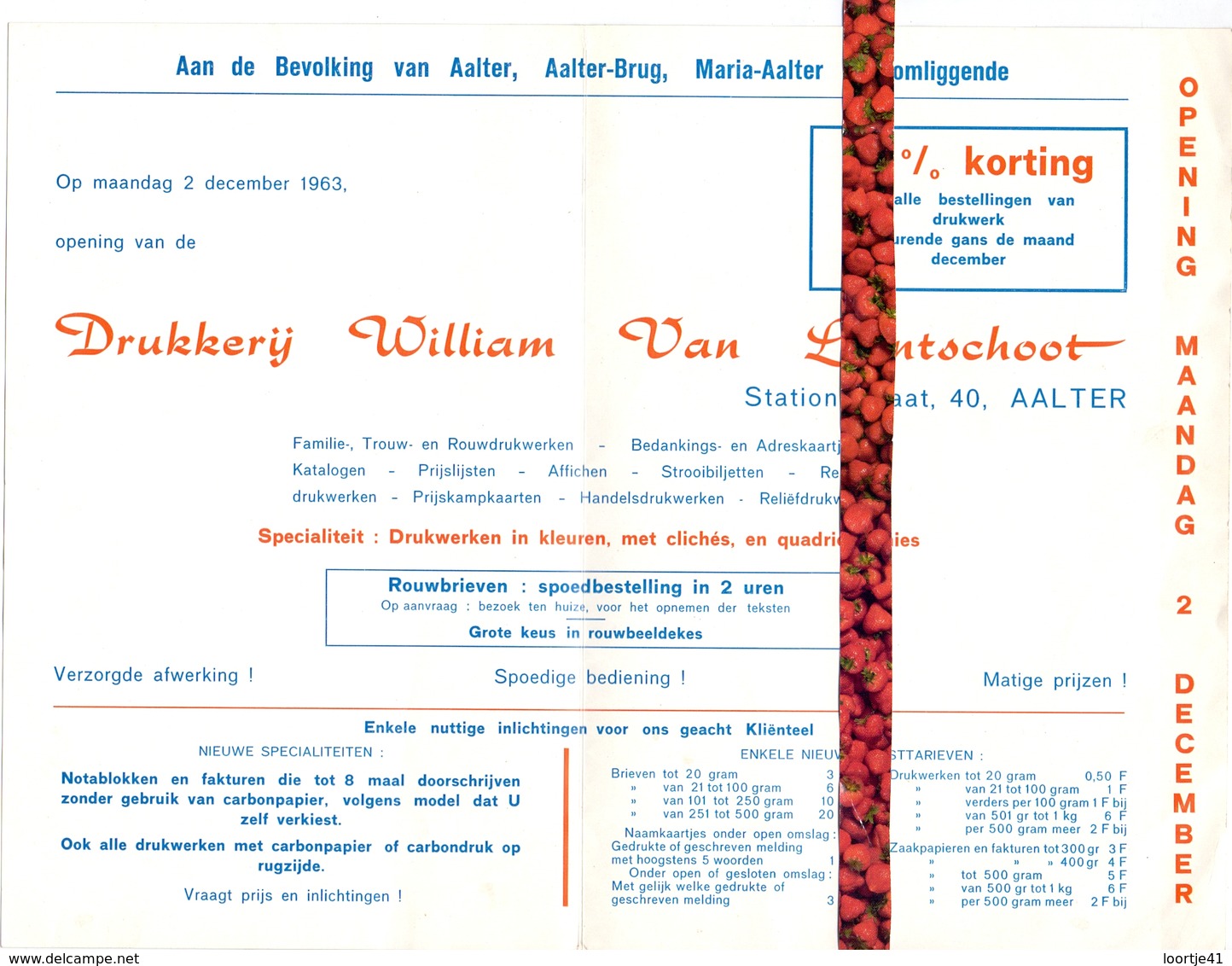 Pub Reclame - Opening Drukkerij William Van Landschoot - Aalter - 1963 - Publicités