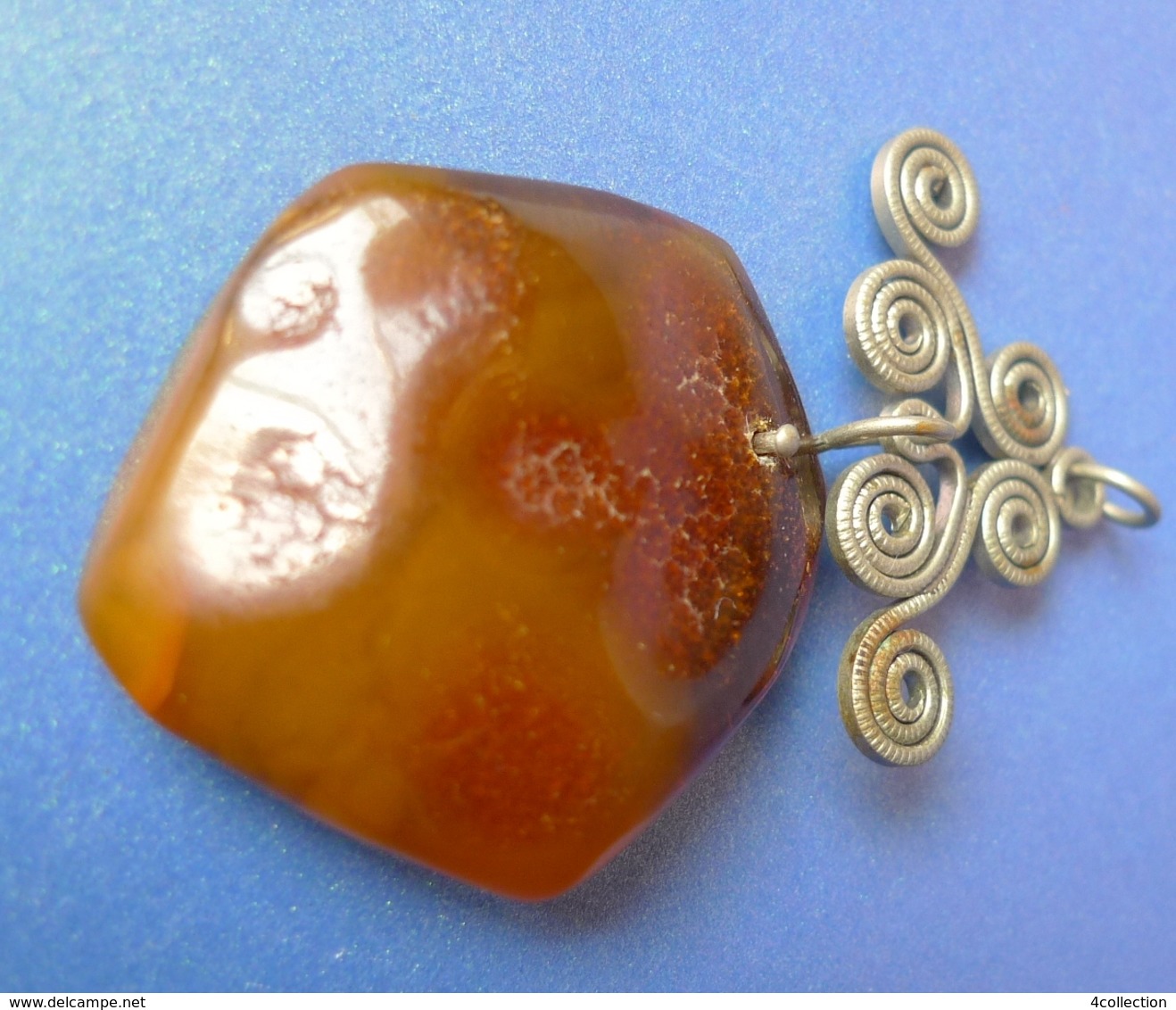 Vintage Jewelry Honey Yellow Natural Baltic Amber Cabochon Gem Charm Pendant #3b - Pendants