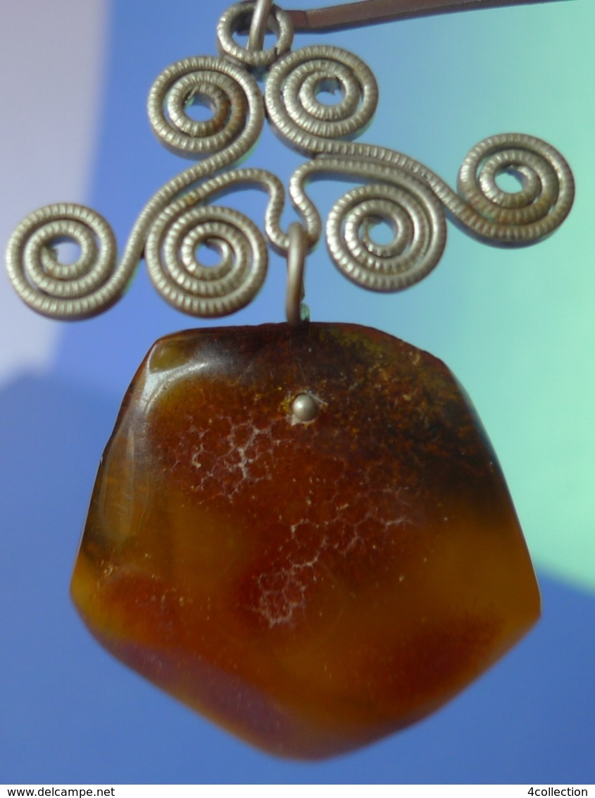 Vintage Jewelry Honey Yellow Natural Baltic Amber cabochon gem Charm Pendant #3b