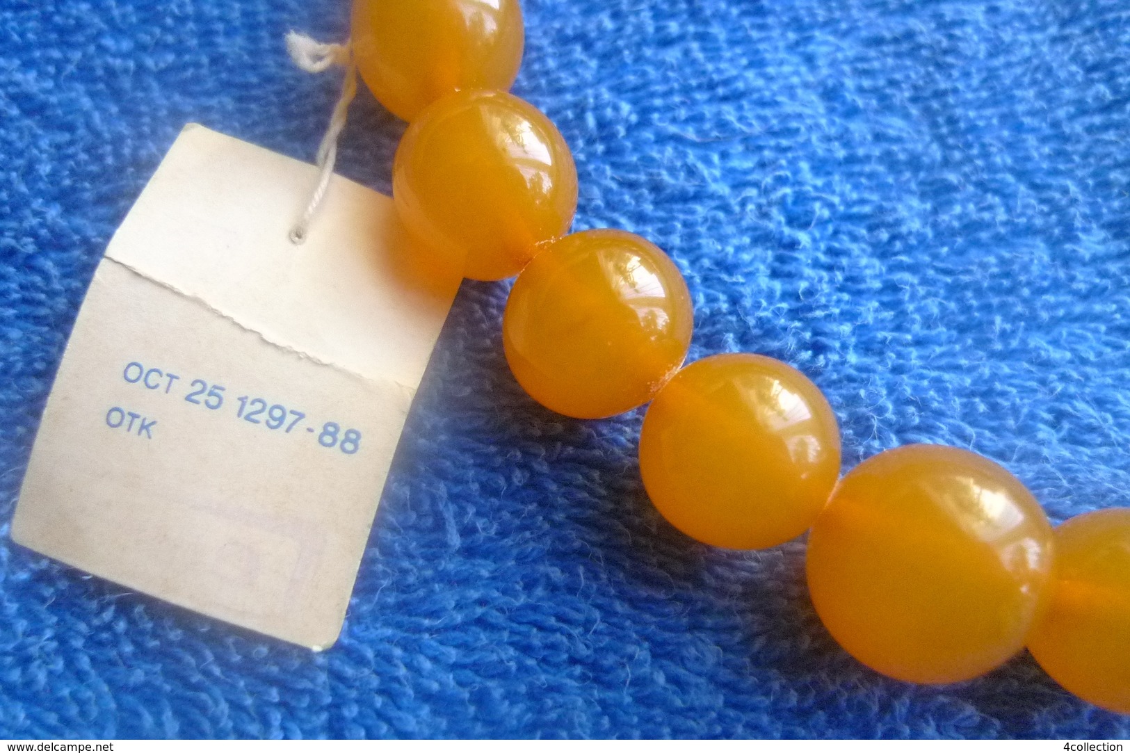 Vintage Kaliningrad Jewelry YAK With Original Label Baltic Amber Gems Necklace Round Beads - Necklaces/Chains