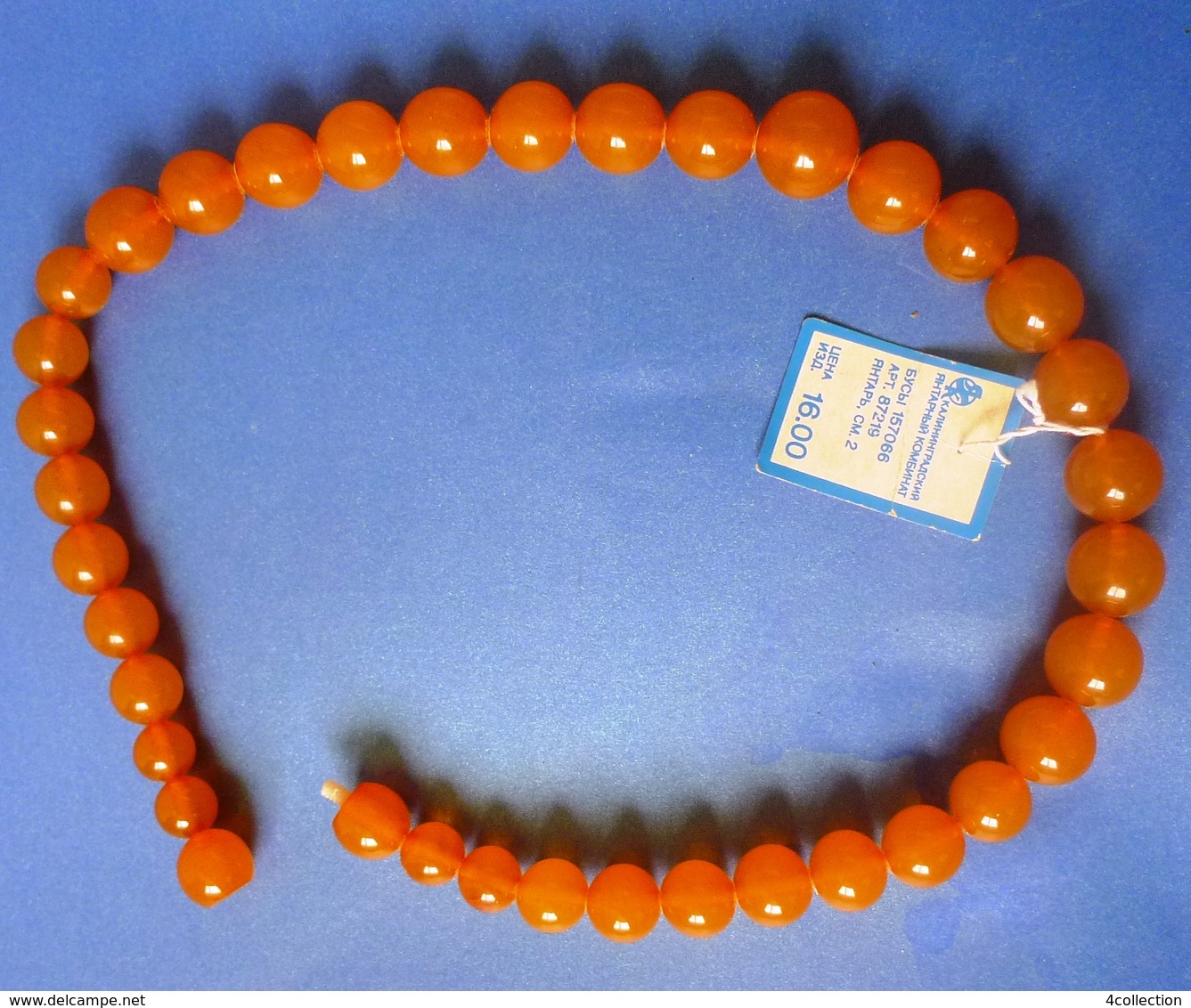 Vintage Kaliningrad Jewelry YAK with Original Label Baltic Amber gems Necklace Round Beads