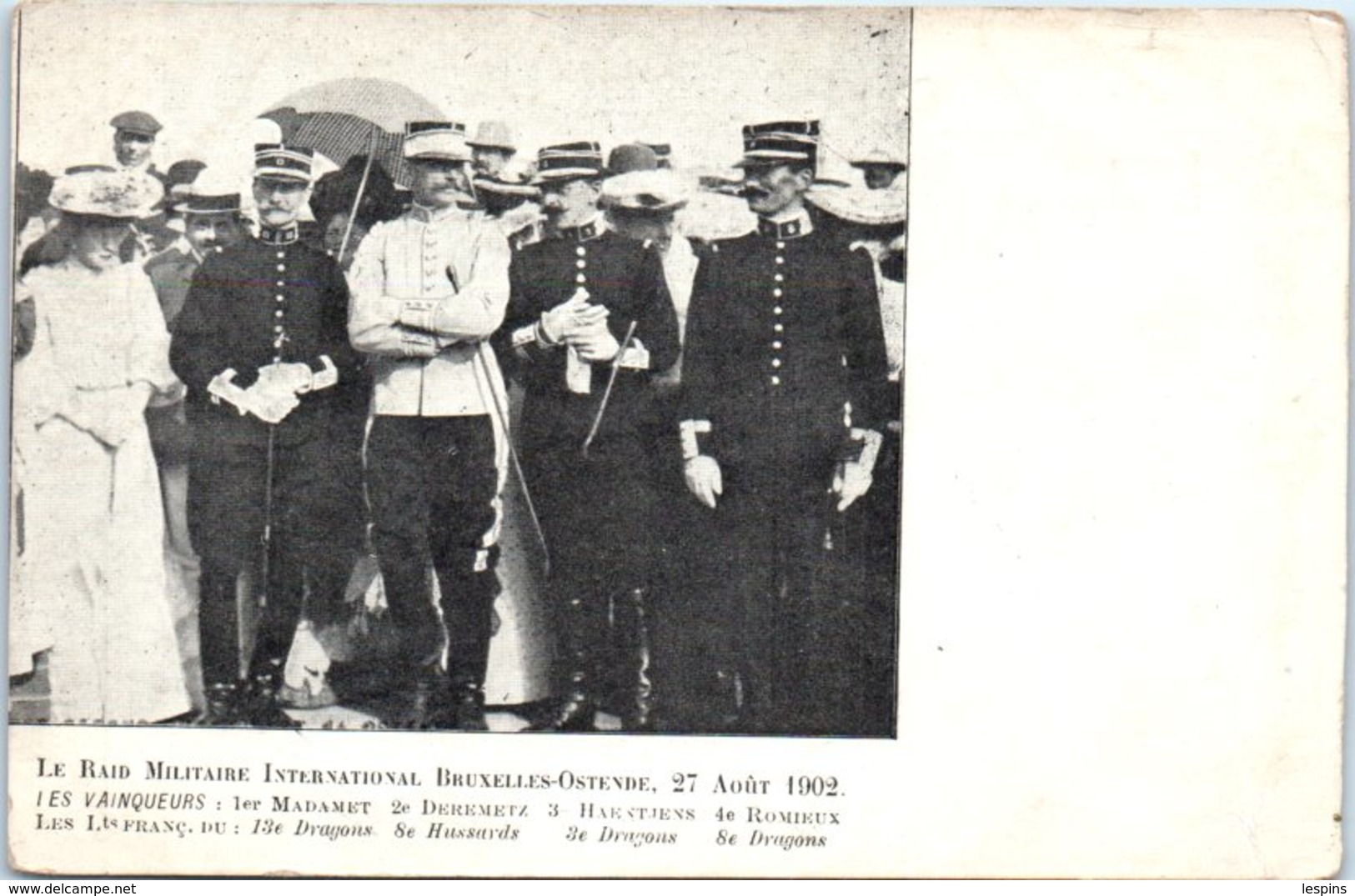 BELGIQUE - BRUXELLES - OSTENDE --  Le Raid Militaire International - 27 Aout 1902 - Les Vainqueurs - Feesten En Evenementen