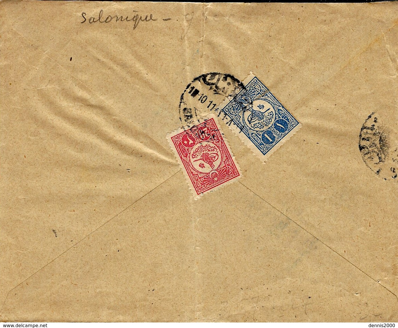 1911- Enveloppe De SALONIQUE, Bureau Turc   Cad Bilingue  Pour Constantinople - Cartas & Documentos