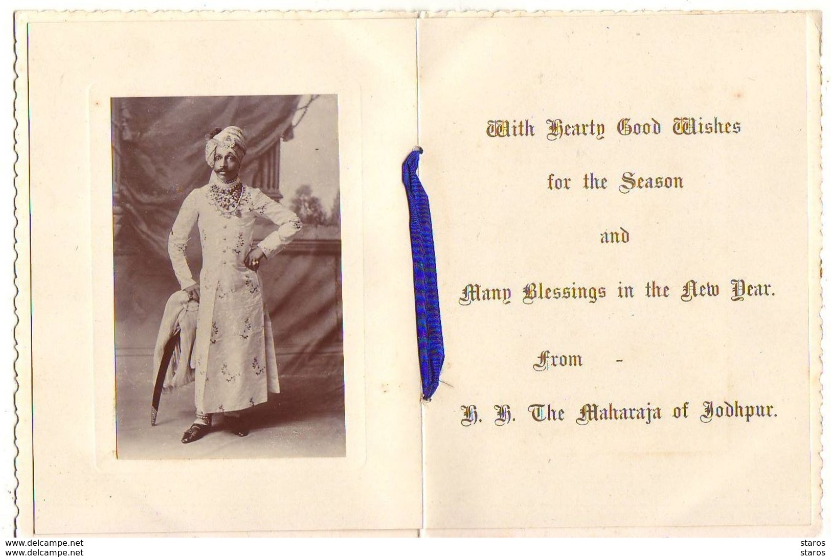 INDE - The Season's Greetings - Maharaja Of Jodhpur 1908 - India