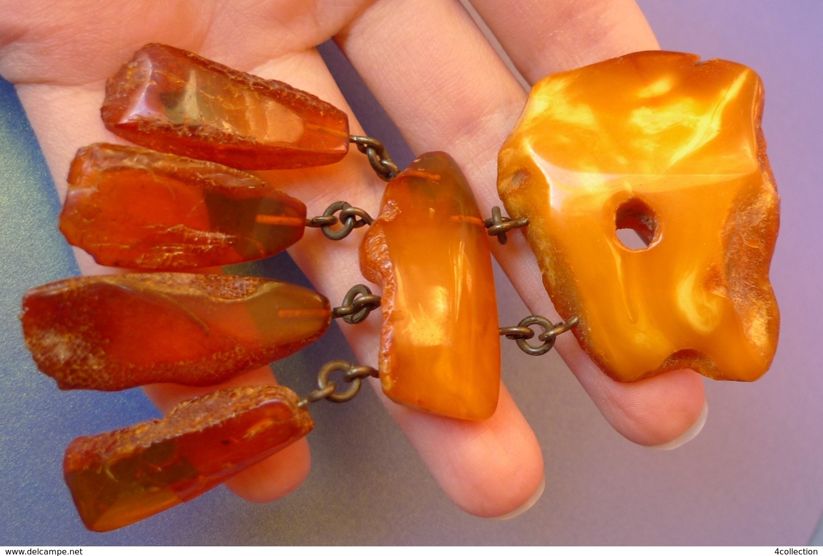 Vintage Jewelry Multi-Color Natural Baltic Amber Gems Charm BROOCH W Hole 23g #7k - Brooches