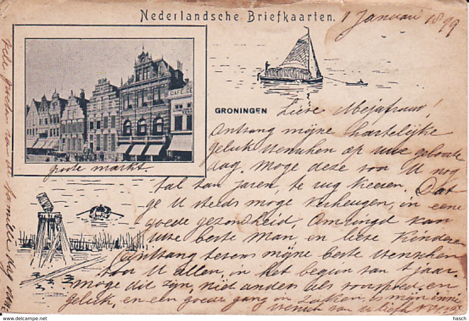 2747	44	Groningen, Groote Markt 1899(zie Hoeken En Randen - Groningen