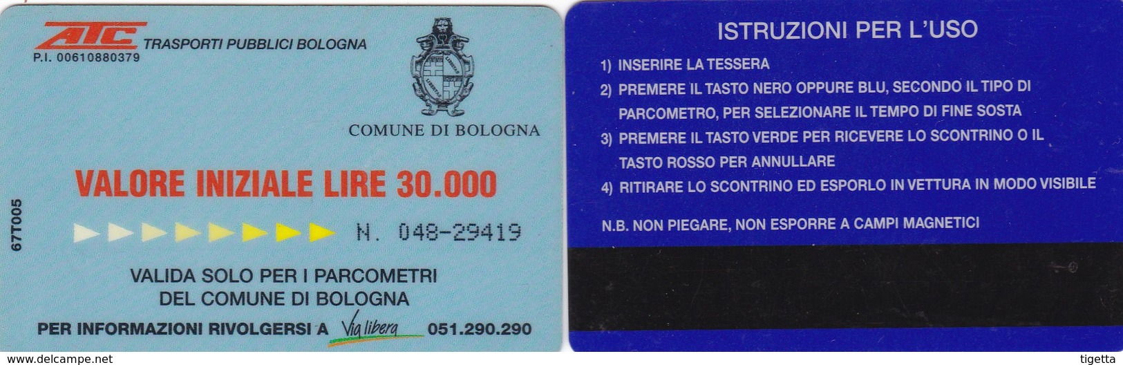 CITTA DI BOLOGNA ATC CARD PARCHEGGI - Tickets - Vouchers