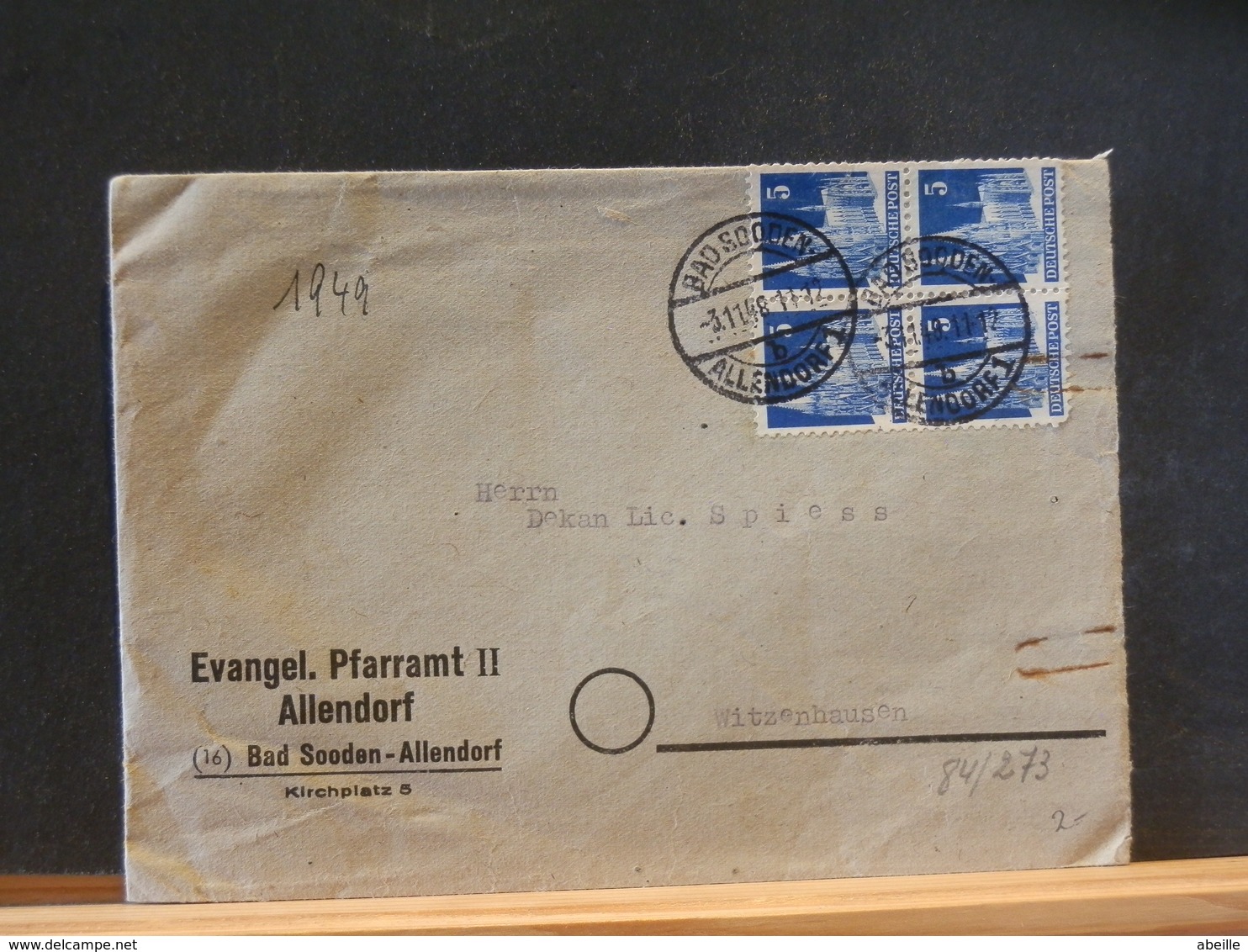 84/273   LETTRE  ALLEMAGNE 1948 - Briefe U. Dokumente