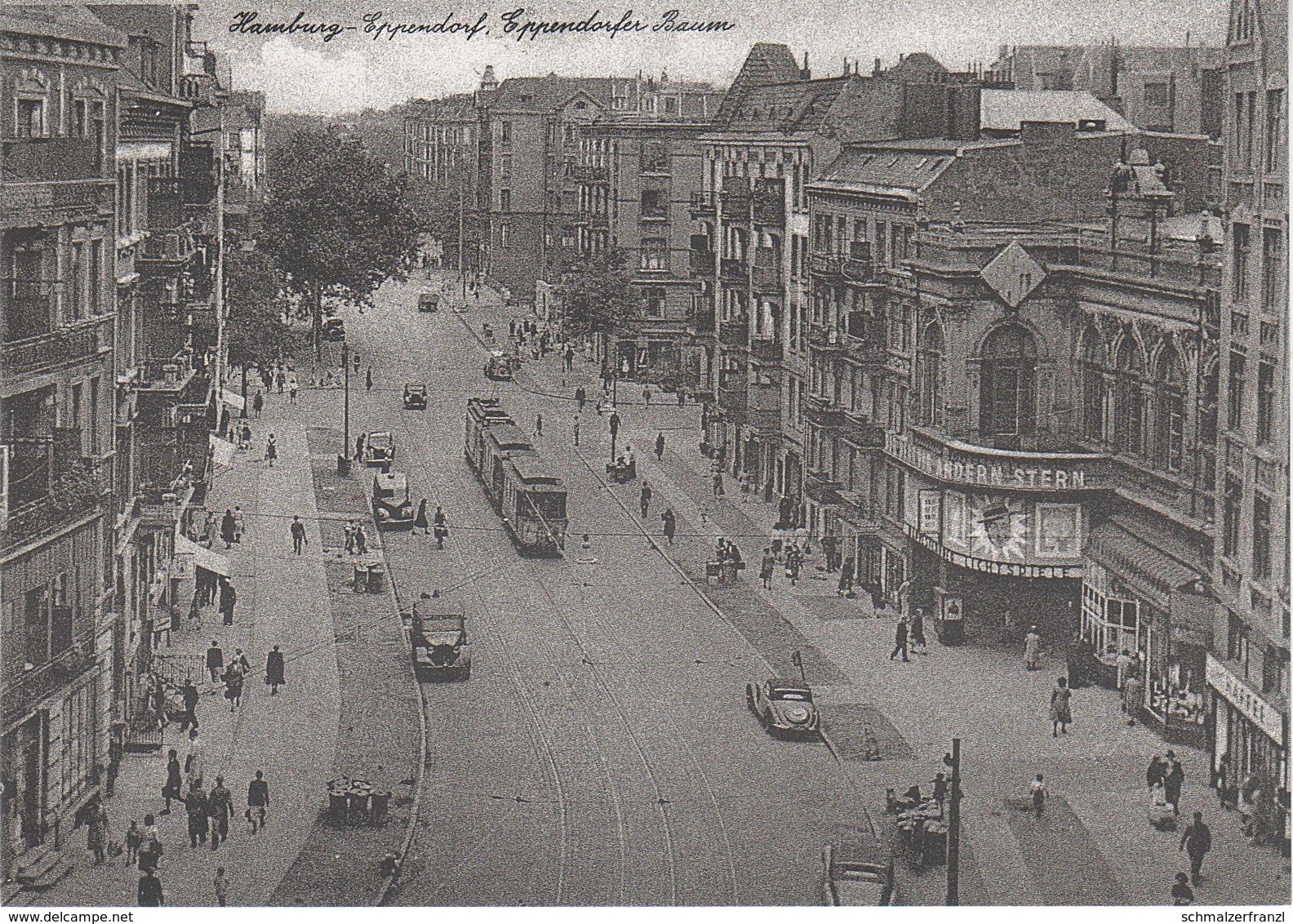 AK Hamburg Um 1930 Eppendorf Eppendorfer Baum Straßenbahn Hotel Cafe Kino ? Hoheluft Winterhude Lokstedt Repro Neudruck - Eppendorf