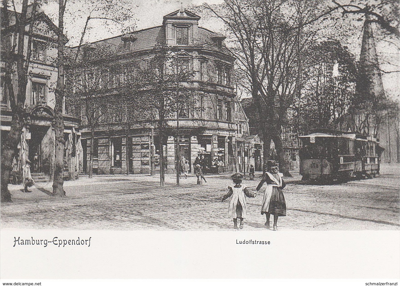 AK Hamburg Um 1904 Eppendorf Ludolfstraße Straßenbahn Hotel Cafe Tewessteg ? Hoheluft Winterhude Lokstedt Repro Neudruck - Eppendorf
