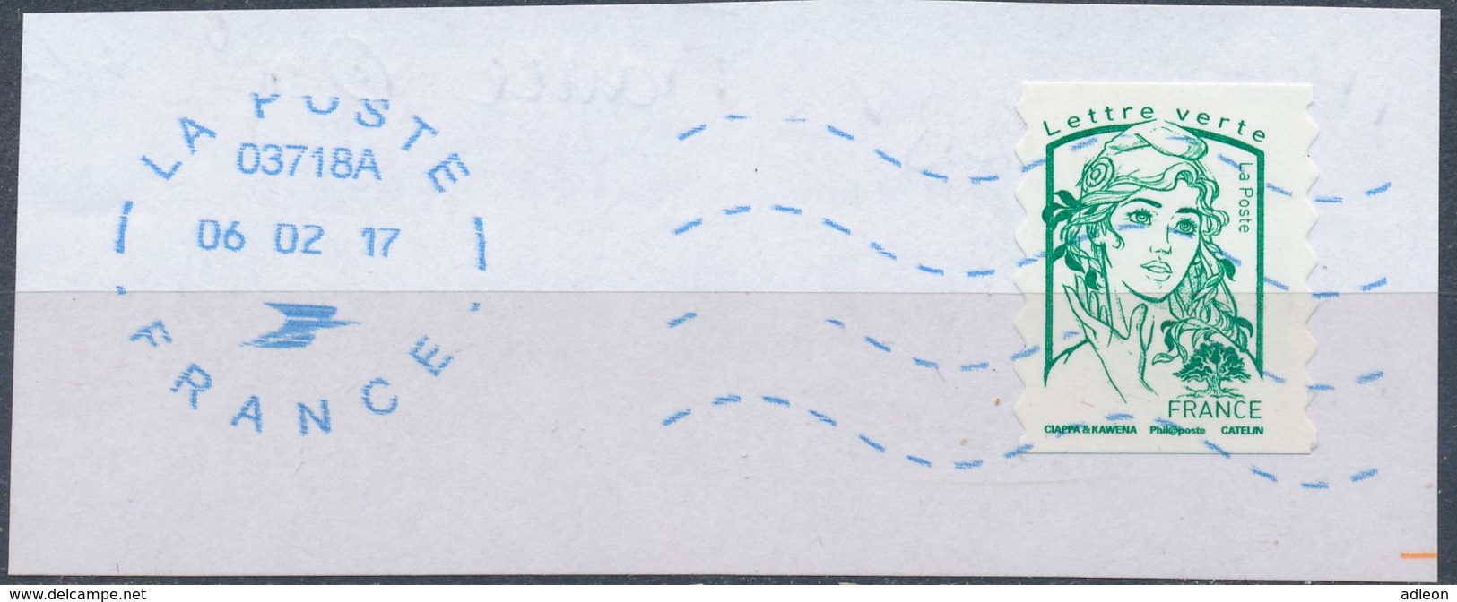 France - Marianne De Ciappa Et Kawena YT A1215 Obl. Ondulations Et Dateur Rond Bleu NEOPOST Sur Fragment - Autres & Non Classés