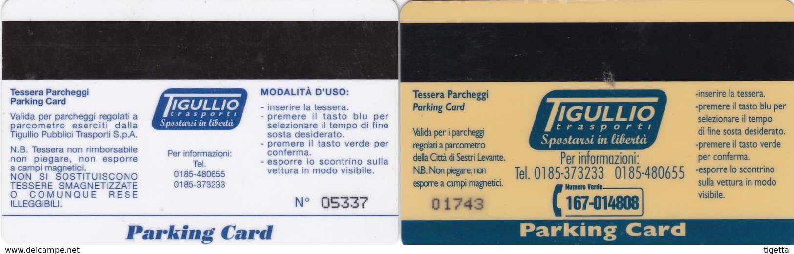 CITTA DI SESTRI LEVANTE PARKING CARD PARCHEGGI - Eintrittskarten
