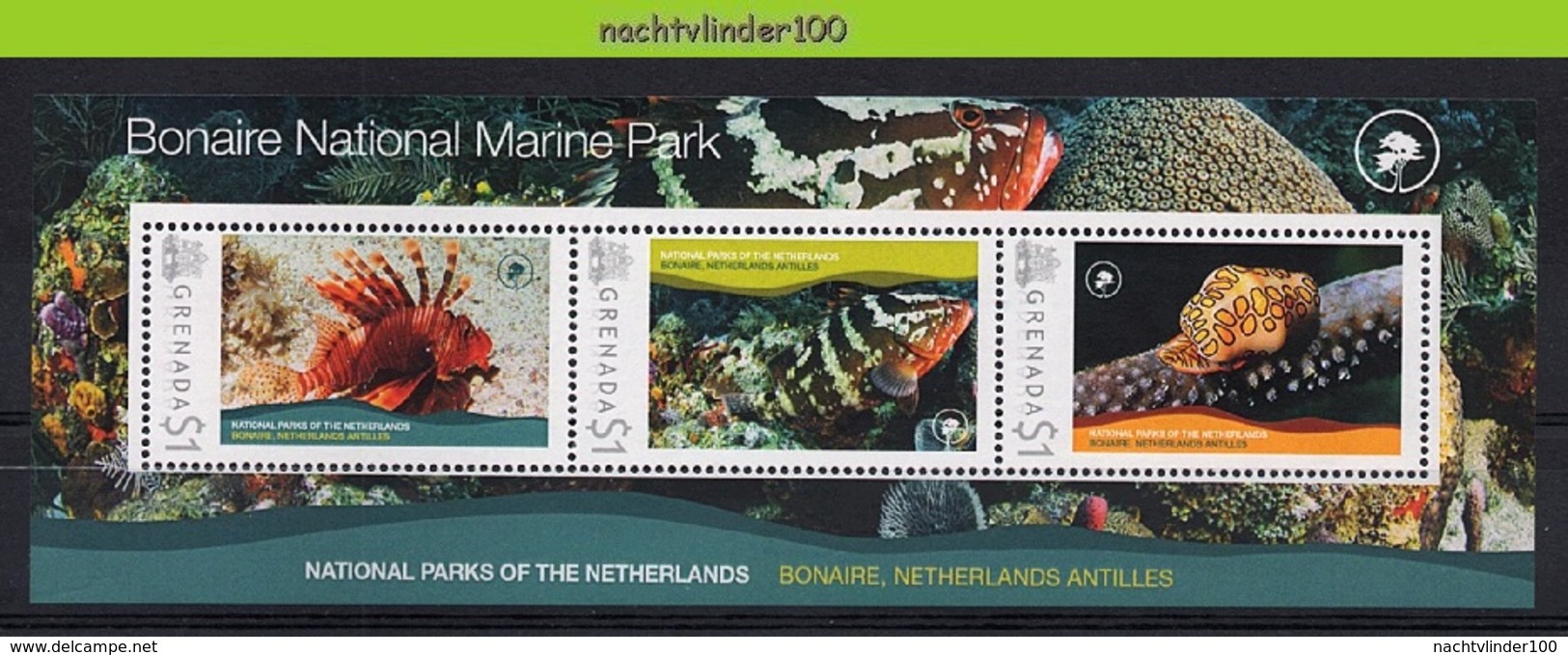 Nff209b FAUNA VISSEN NAAKTSLAK NATIONAL PARC NUDIBRANCH FISH FISCHE POISSONS MARINE LIFE GRENADA 2009 PF/MNH - Poissons