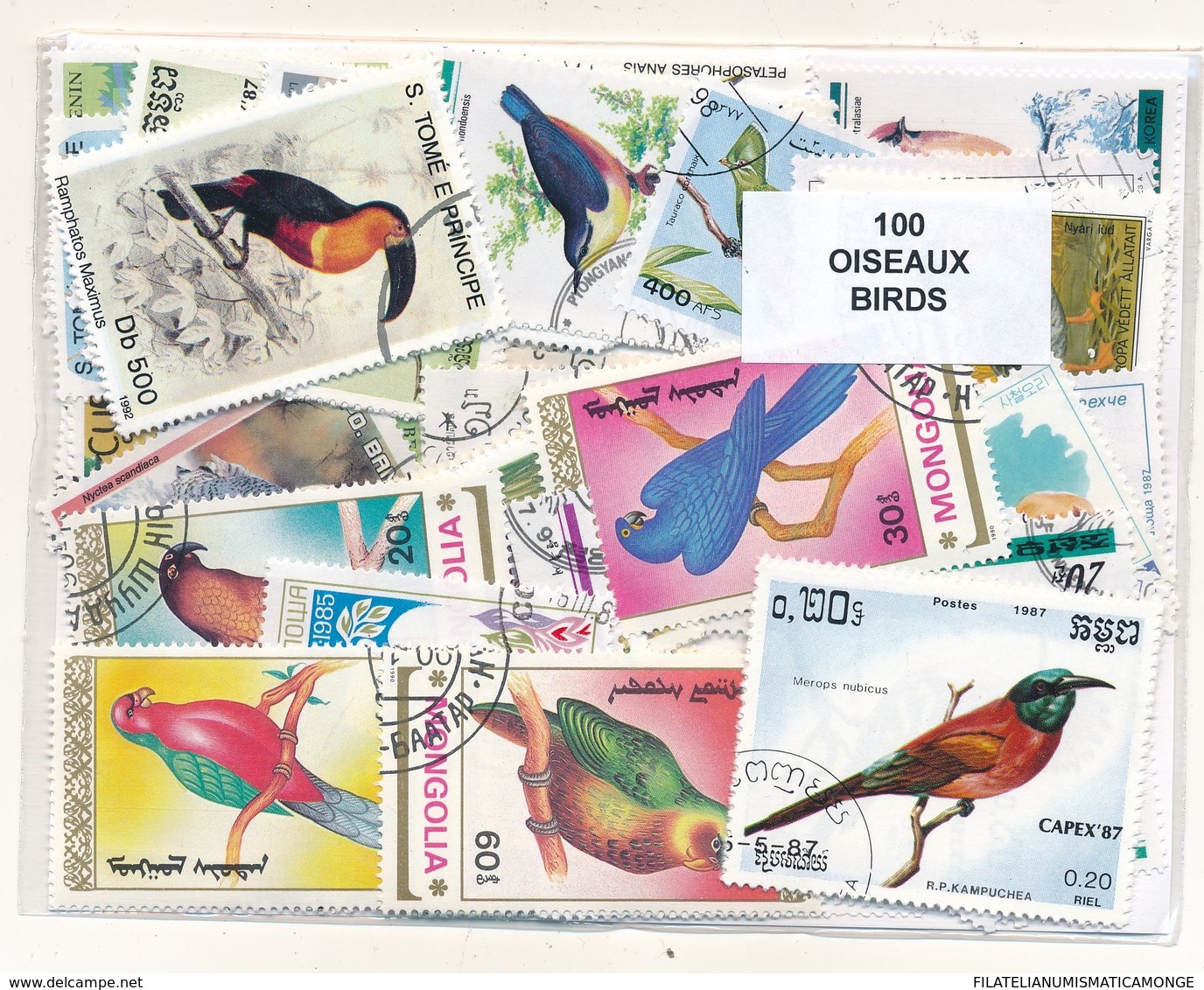 OFFER   Lot Differents Theme / Topics - Paqueteria  100 Diferentes Pajaros  - - Lots & Kiloware (mixtures) - Max. 999 Stamps